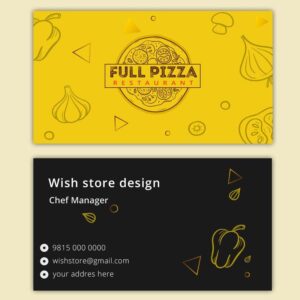 طرح لایه باز کارت ویزیت فست فود و پیتزا (مشکی طلایی)