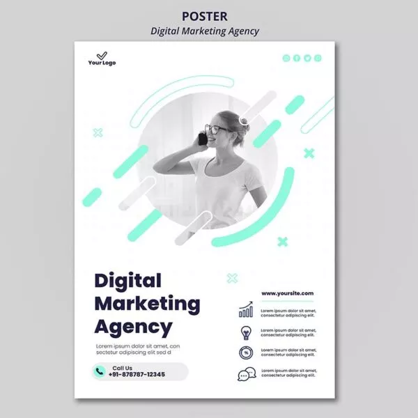 پوستر رایگان و لایه باز digital marketing