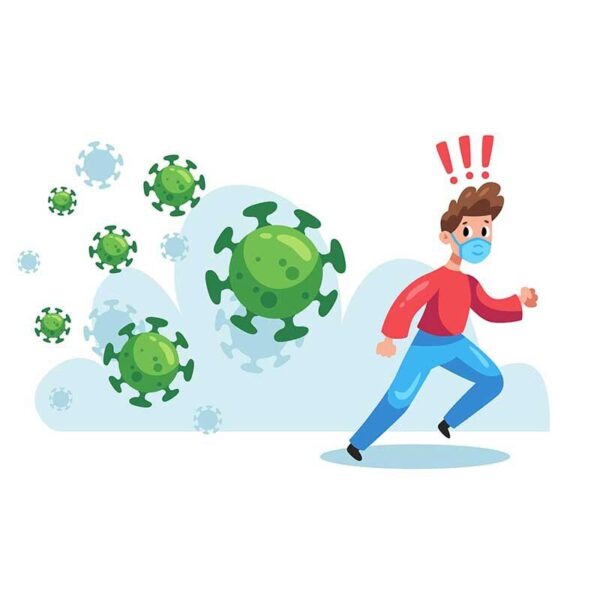 وکتور illustrated-man-running-from-particles-coronavirus